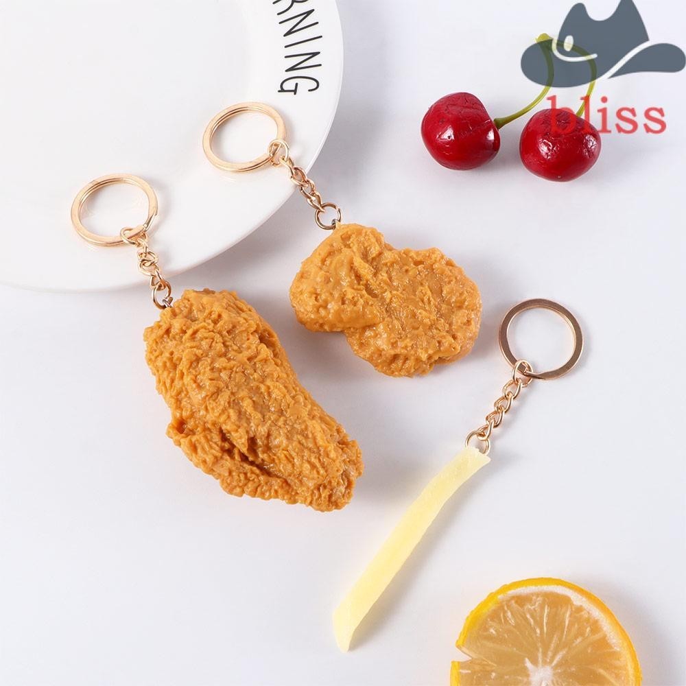 Bliss พวงกุญแจ จี้รูปไก่ทอด เฟรนช์ฟรายส์ สําหรับห้อยกระเป๋า