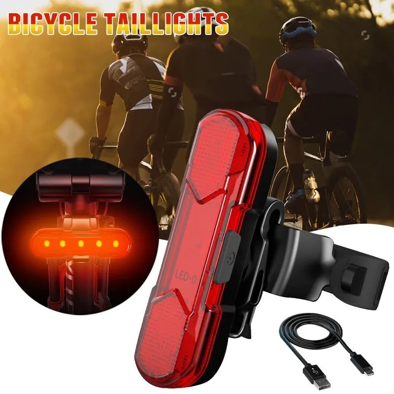 ไฟจักรยานแบบชาร์จไฟ USB โคมไฟ LED ปรับได้ กันน้ํา ไฟท้ายจักรยานกลางคืน จักรยานเสือภูเขาไฟกันน้ำ อุปกรณ์จักรยาน