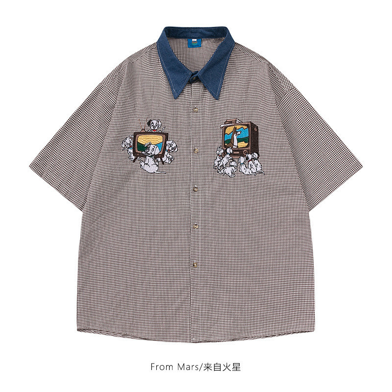 เสื้อเชิ้ตแขนสั้นลําลอง อเนกประสงค์ ลายทาง แบบเรียบง่าย สไตล์เรโทร แฟชั่นสําหรับผู้ชาย