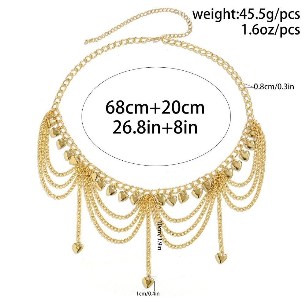 Yondr ไข ่ มุกพู ่ เอว Chain, ทองเงินโลหะ Body Chain, แฟชั ่ นสไตล ์ โบฮีเมียนหัวใจ Star ชุดอุปกรณ ์ เสริม