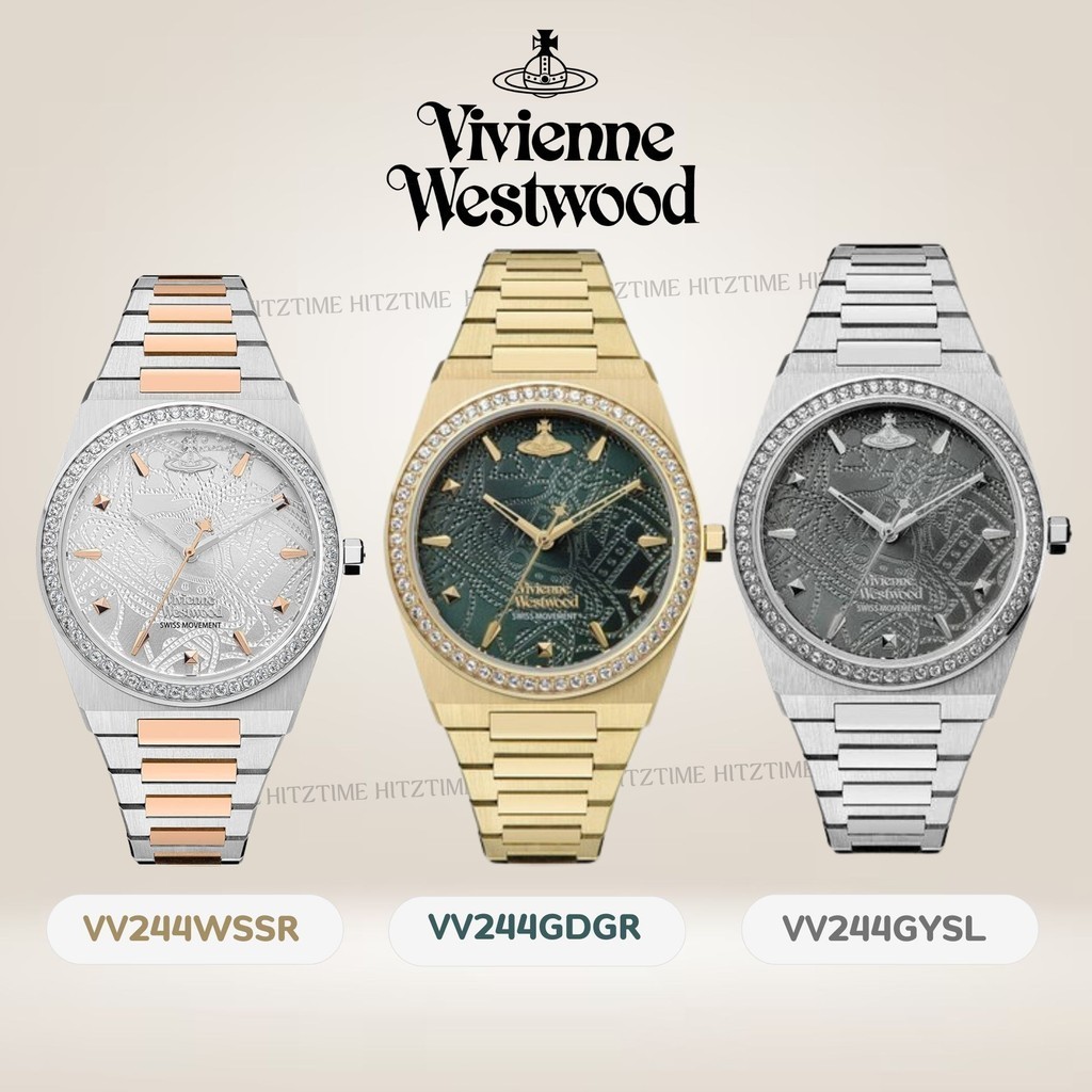 HIZTIME นาฬิกา Vivienne Westwood นาฬิกาข้อมือผู้หญิง นาฬิกาผู้หญิง แบรนด์เนม  Brandname รุ่น VV244GYSL
