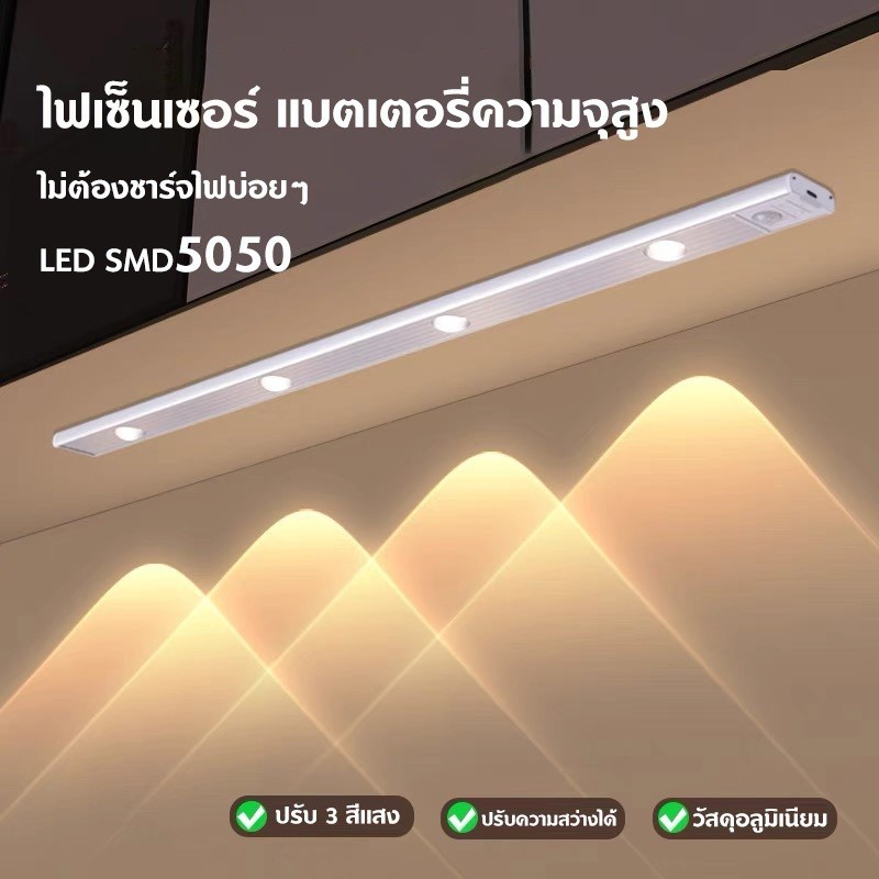 ไฟเซ็นเซอร์ โคมไฟ LED ไฟหัวเตียง ไร้สาย เซนเซอร์ตรวจจับเคลื่อนไหวมนุษย์ ติดตั้งง่าย ใช้งานสะดวก