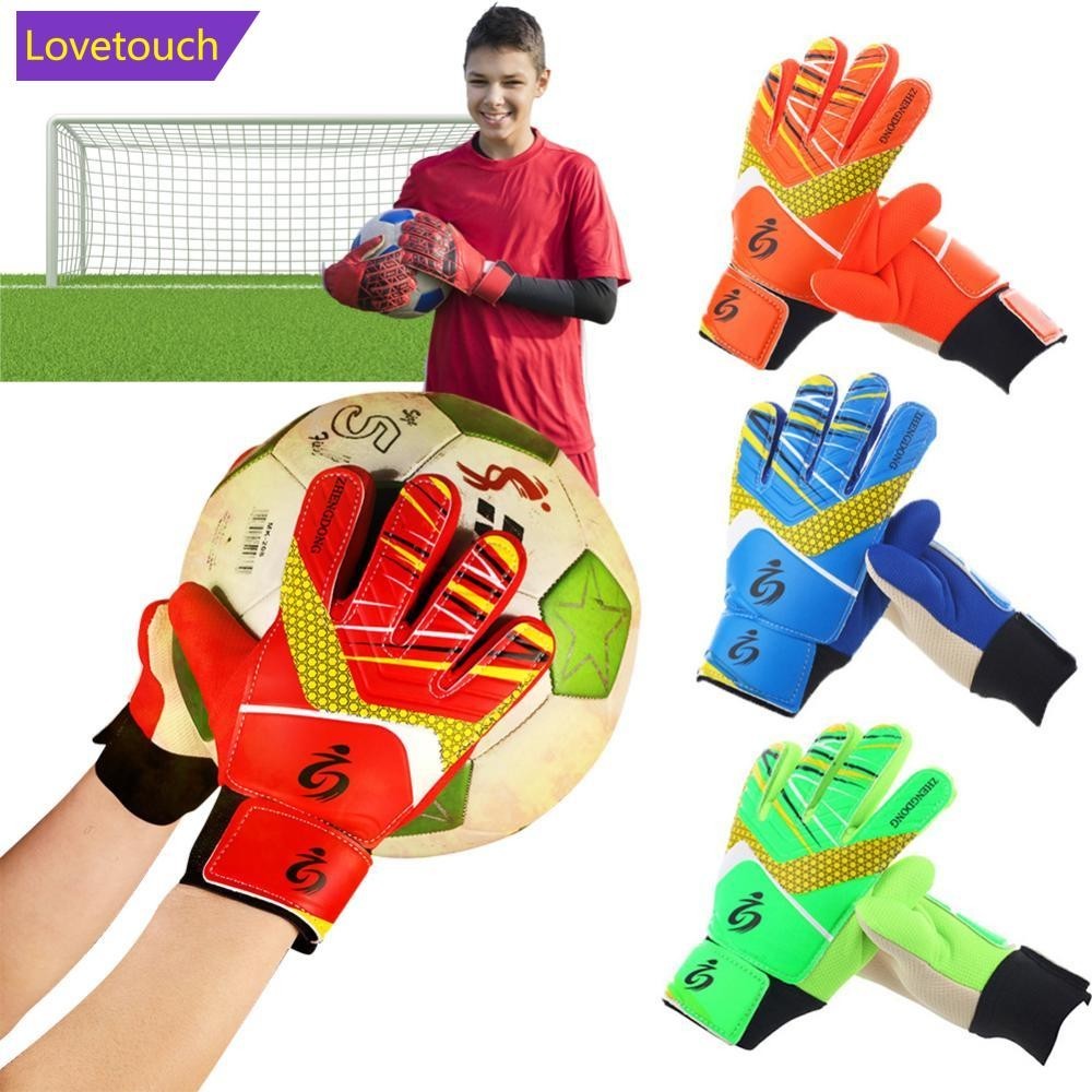 Lovetouch 1 คู ่ Latex Professional เด ็ กฟุตบอลผู ้ รักษาประตูถุงมือฟุตบอลถุงมือ Goalie Strong Full Finger ถุงมือป ้ องกันฟุตบอลถุงมือ N1X7
