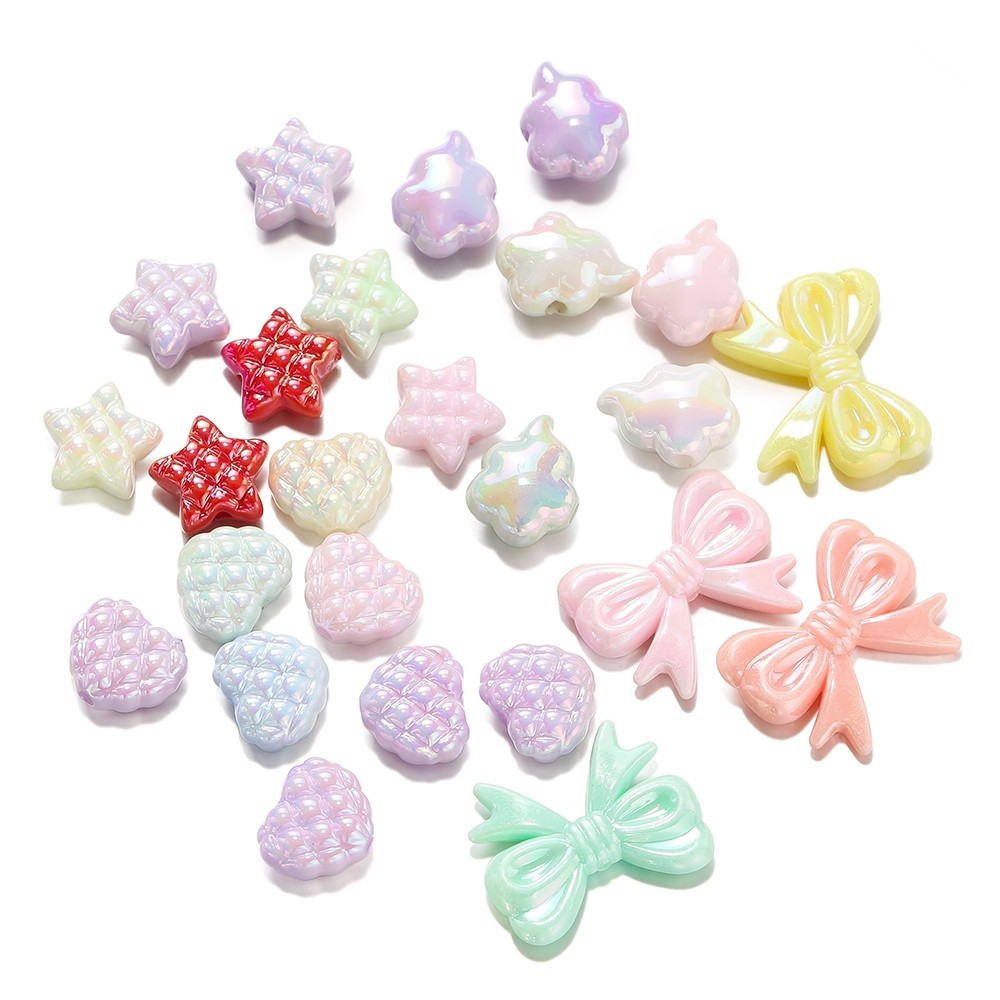St. kunkka10Pcs อะคริลิค AB ลูกปัดโบว ์ ที ่ มีสีสัน 23 * 29 มม.ลูกปัดโบว ์ ที ่ มีสีสันสามารถใช ้ สําหรับ DIY สร ้ อยข ้ อมือสร ้ อยคอจี ้