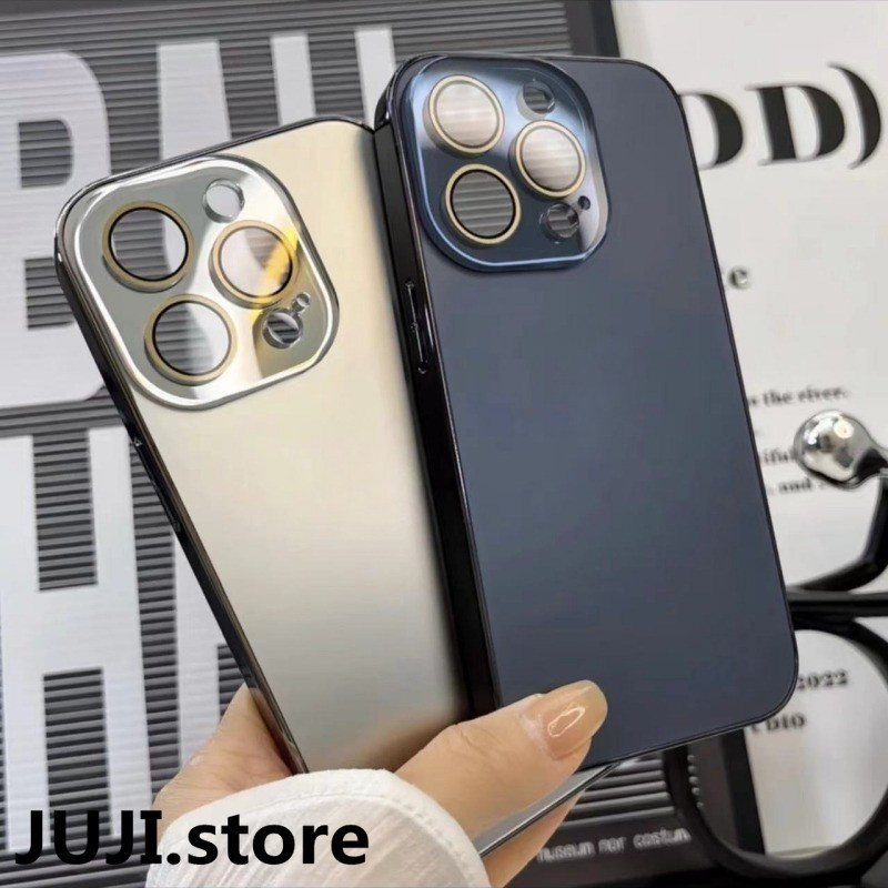 เคสโทรศัพท์มือถือแบบแก้ว ไทเทเนียมแข็ง กันกระแทก กันรอยเลนส์กล้อง ลาย AG หรูหรา สําหรับ iPhone 11 12 13 14 Pro Max 15 Pro Max