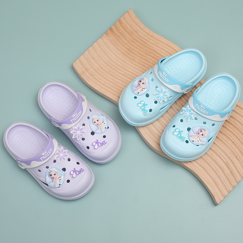 Disney Frozen Princess Elsa การ ์ ตูนหลุมรองเท ้ าเด ็ กรองเท ้ าชายหาดรองเท ้ าแตะเด ็ กฤดูร ้ อนรอ