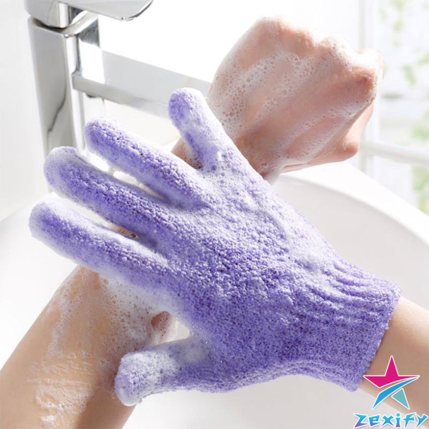 ZXF ถุงมืออาบน้ำ ถุงมือขัดผิวอาบน้ำ ขจัดเซลล์ผิวเก่า พร้อมส่ง Glove-style bath towel