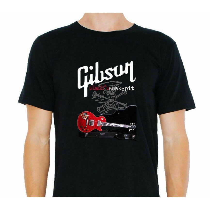 เสื้อยืดสไตล์ใหม่ของผู้ชาย,เสื้อลายงูกีตาร์ Gibson Slash'S Cool S-5XL