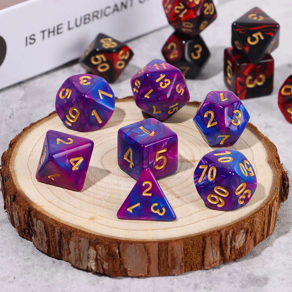 7Pcs/Set Polyhedral Dice Set Game Dice For RPG DND Accessories Polyhedral Dice For Board Card Game E