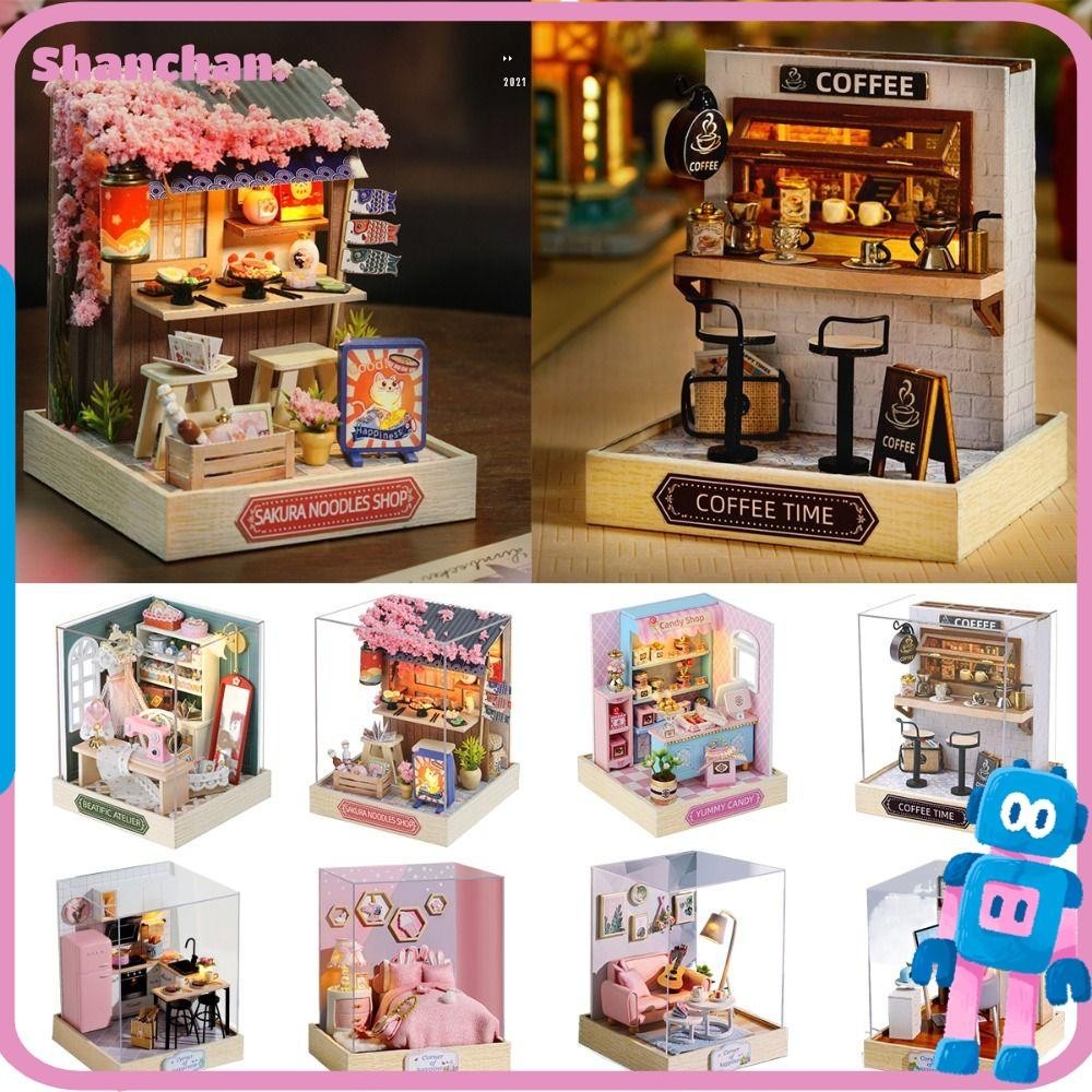 Shanchan Mini Doll House, Candy House Beatific Atelier DIY Small House, Noodle Shop ร ้ านกาแฟทําของเล ่ น