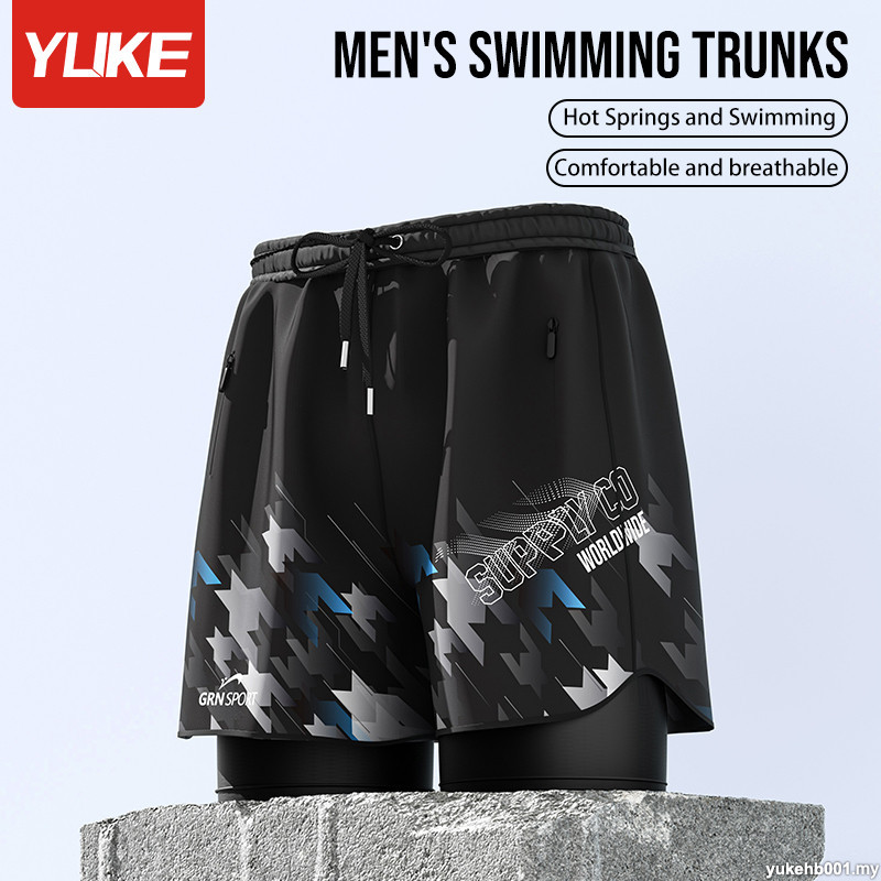 กางเกงว่ายน้ำผู้ชาย YUKE สำหรับสระว่ายน้ำ ชายหาด เซิร์ฟ กางเกงว่ายน้ำผู้ใหญ่ นุ่มสบาย 2025
