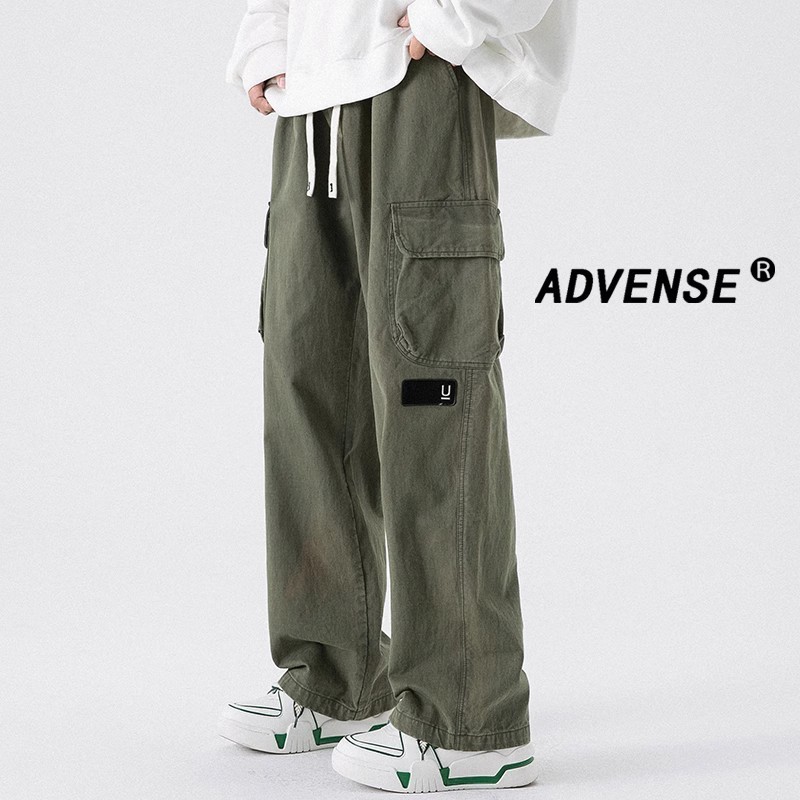 TSR.Men American Street Wear Loose Straight Retro Washed Overalls กางเกงขากว ้ าง