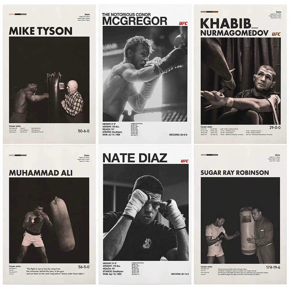 Nate Diaz, Conor McGregor Professional Boxers โปสเตอร์,ผ้าใบพิมพ์ภาพวาดตกแต่งผนัง, Art Gym Room ตกแต