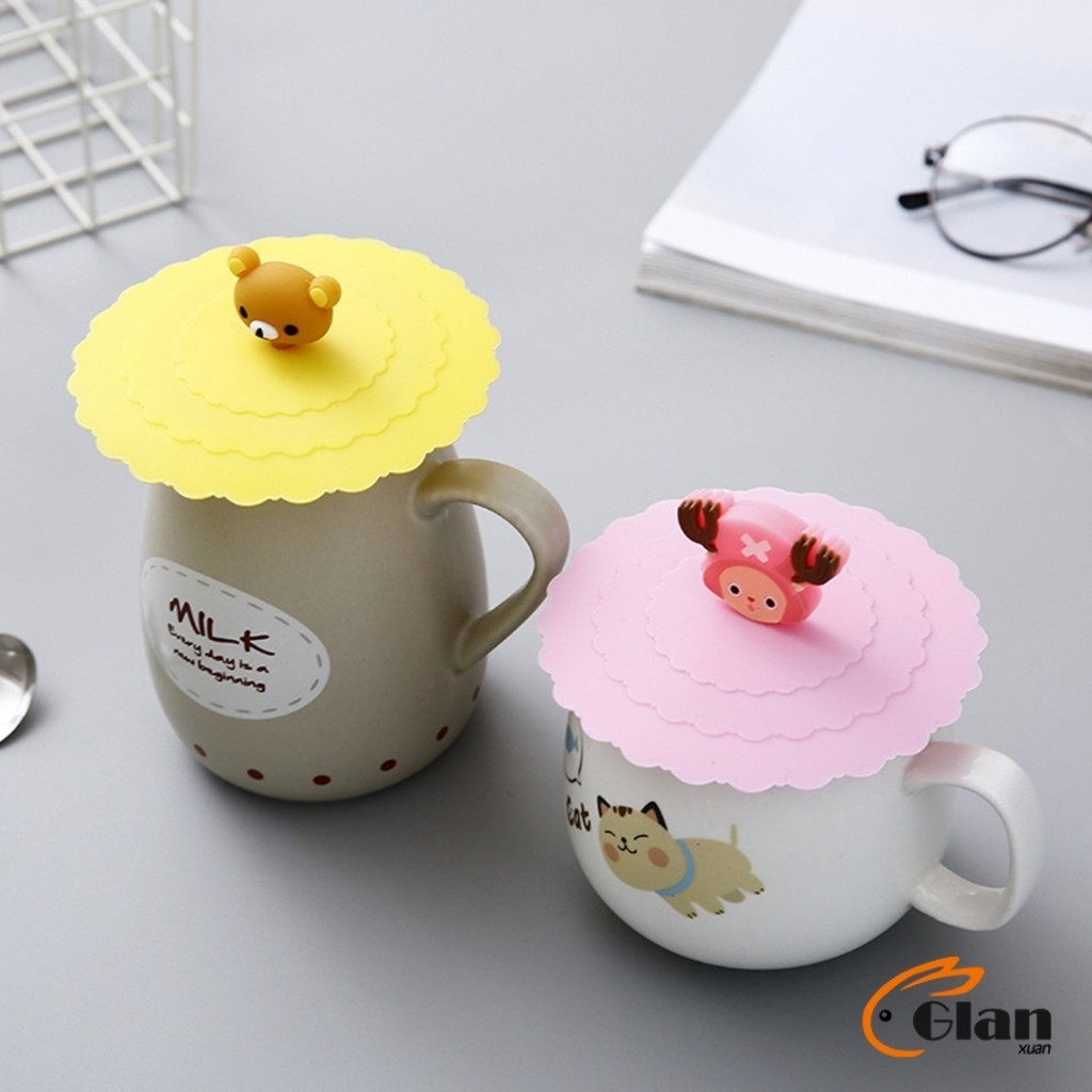 Glanxuan ฝาปิดซิลิโคนถ้วยแก้ว ที่จับเป็นการ์ตูน ขนาด10cm รูปที่ 2