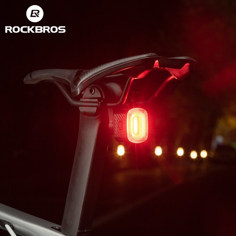ROCKBROS Bike Rear Light Waterproof  Smart Brake Tail Light Rechargeable MTB Ultralight Bicycle Warning Light Bike Acces