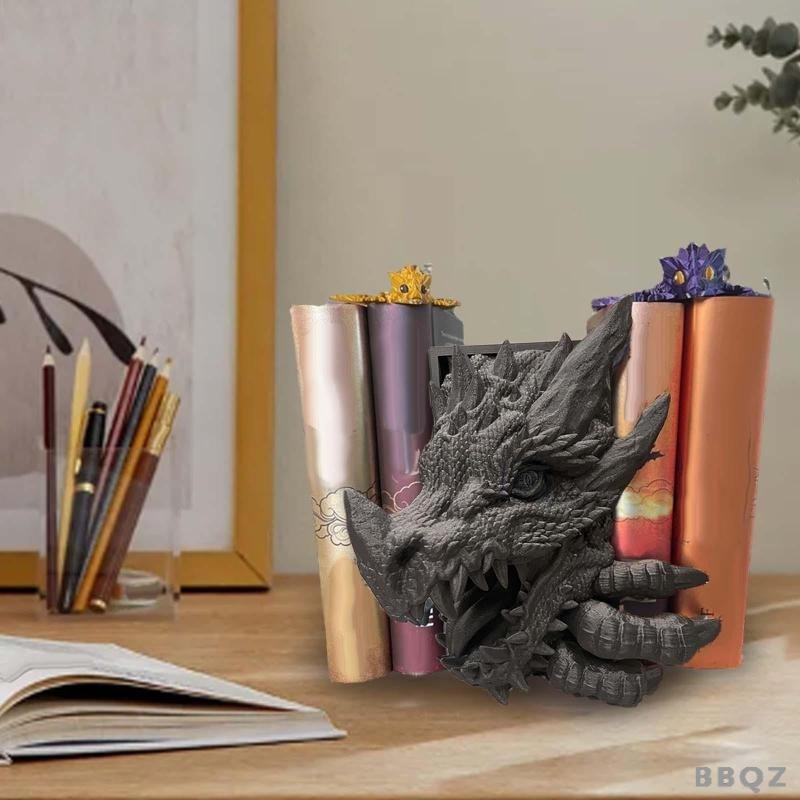 [Bbqz01 ] Bookend with Dragon Motif, Bookend for Heavy Books, Bookshelf Holder, Book Stopper, Bookend for Desk, Shelves, Entryway,