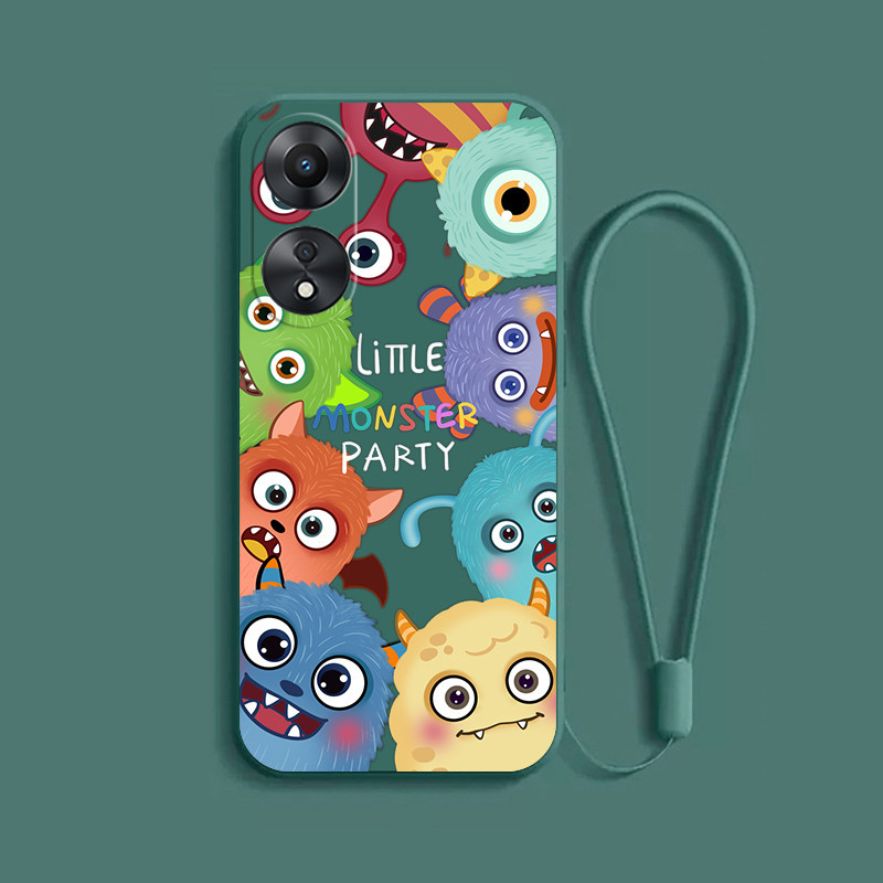 เคส OPPO A60 A17 A17K A58 4G A78 A98 5G น ่ ารัก Cosmic Monsters สีทึบเคสโทรศัพท ์ Softcase ซิลิโคนเหลวกันกระแทกฝาครอบ