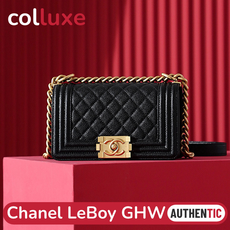 👜ชาแนล Chanel Le Boy Shoulder Bag Caviar Leboy คาเวียร์ Calfskin กระเป๋าสะพาย สีดำ GHW