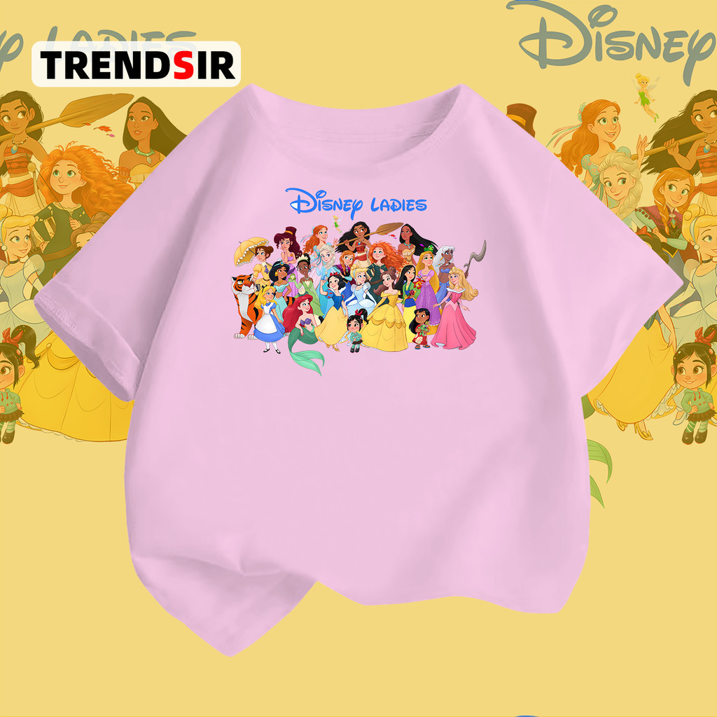 TrendSir มาใหม่ ลายเยอะ เสื้อยืดผ้าคอตตอน เสื้อยืด t shirt Disney Princess คอกลม 100% Cotton 6สี 100-140
