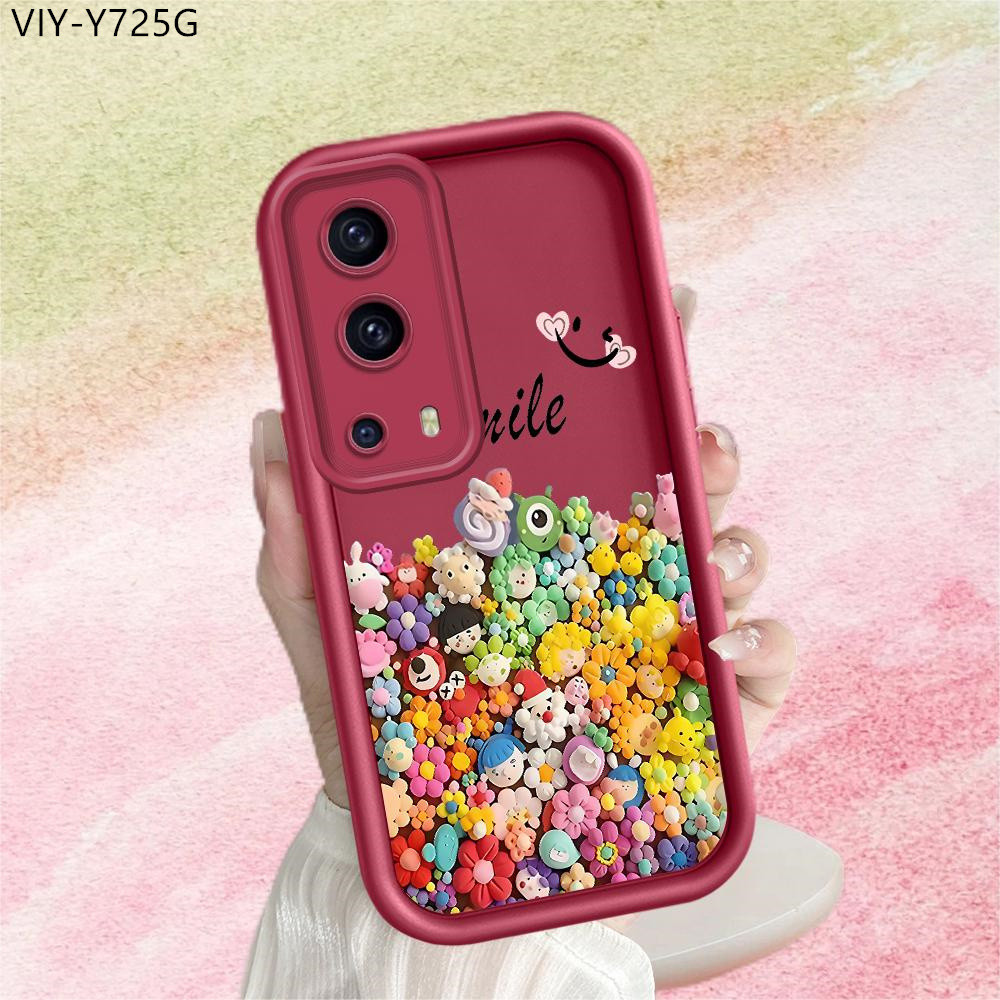 Vivo Y72 Y52 5G เคสวีโว่ สำหรับ Case Colorful Summer Flowers Cartoon Figure เคสโทรศัพท์ Angel Eyes L