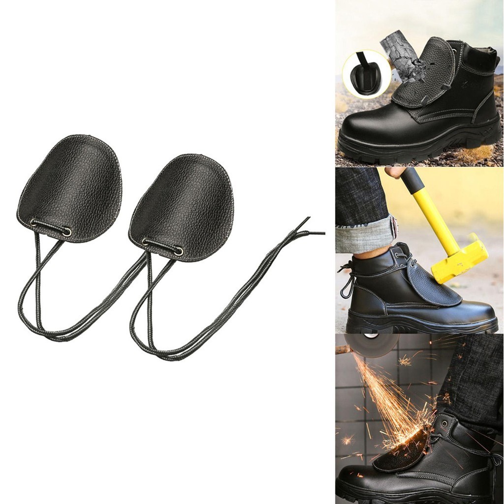 [unjitsh ] Lace up Shoe Cover Anti-smash Waterproof Shoe Cover Welder Heat Insulation Black