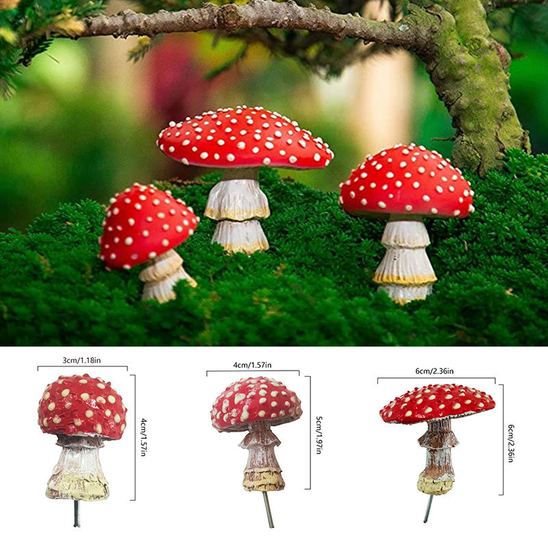 Miniatures Mini Mushroom Garden ตกแต ่ งรูปปั ้ นเรซิ ่ นเรืองแสงใน Dark Craft Landscape