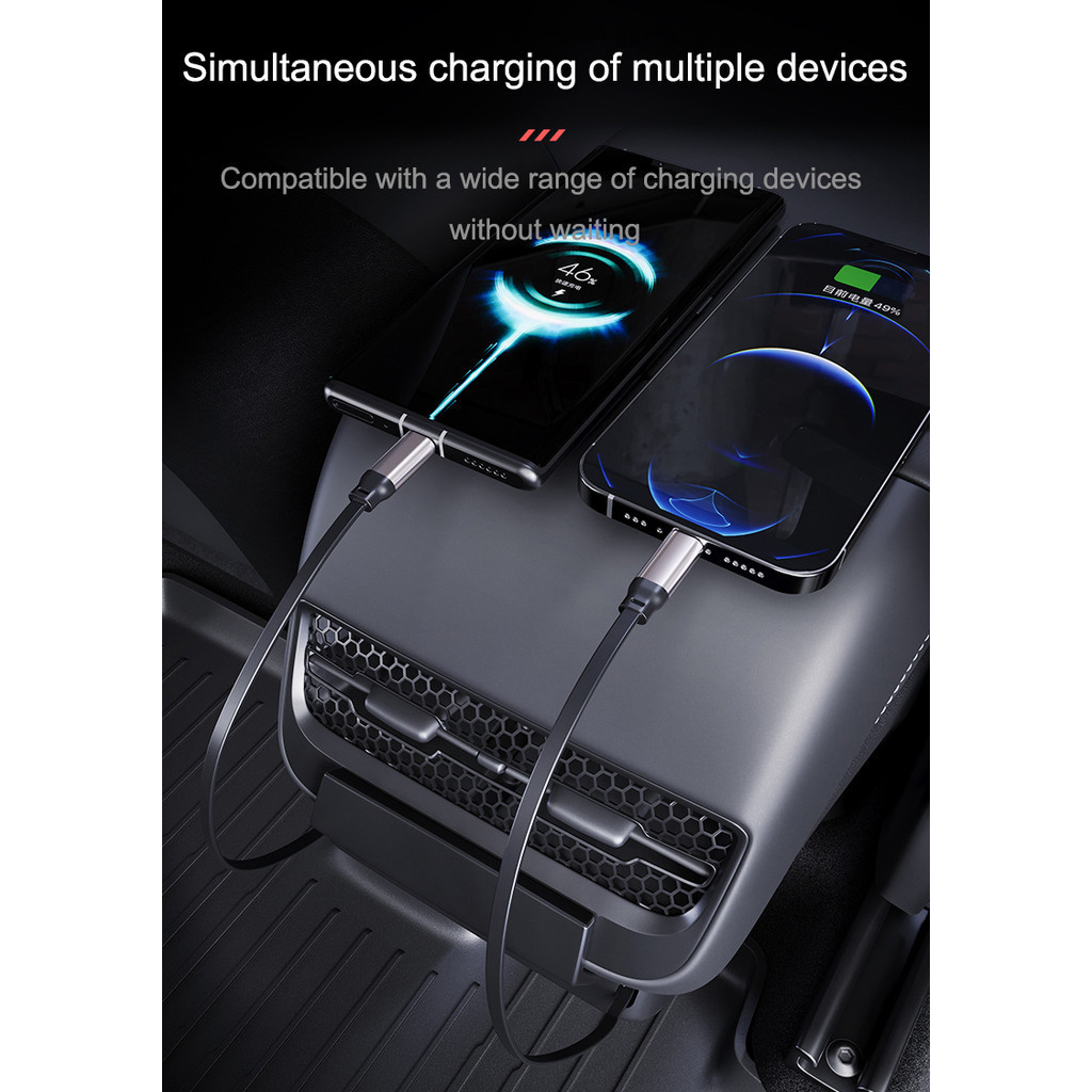 Tesla รุ่น 3/Y 2021-2024 ด้านหลัง Air Vent อัจฉริยะ Docking Station Type-C PD 27W Fast Charger USB Extender Docking Station - รูปที่ 2