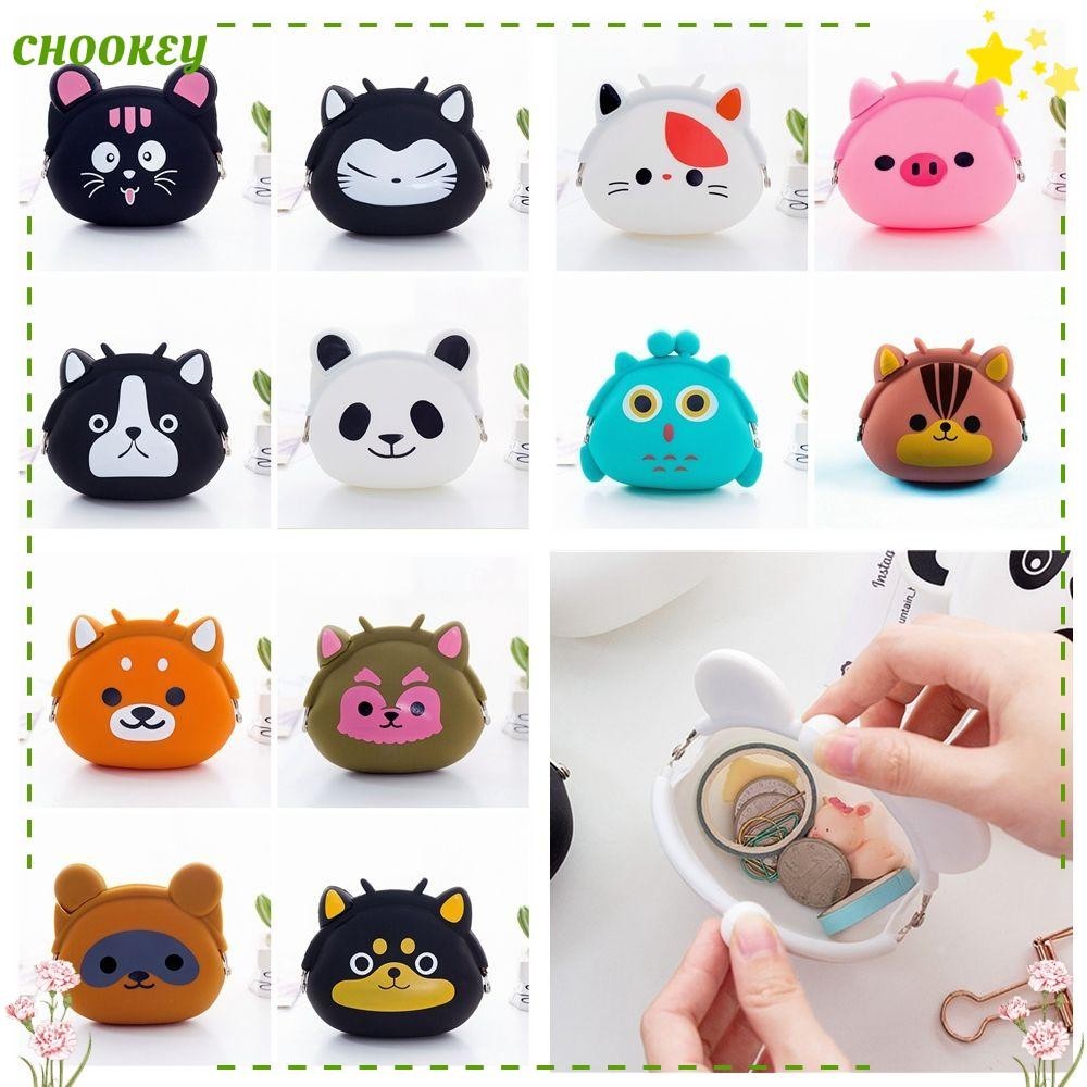 Chookey ซิลิโคนกระเป ๋ าใส ่ เหรียญผู ้ ถือบัตรสุนัขแพนด ้ าหูฟังบลูทูธการ ์ ตูนสัตว ์