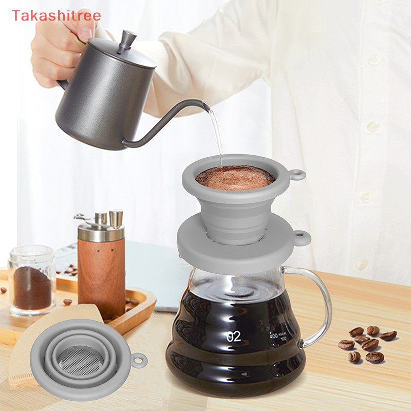 (Takashitree แบบพับได ้ Pour Over Coffee Dripper แบบพกพา Camping Pour Over Coffee Maker ซิลิโคนแบบใช ้ ซ ้ ําได ้ Pour Over Coffee Filter