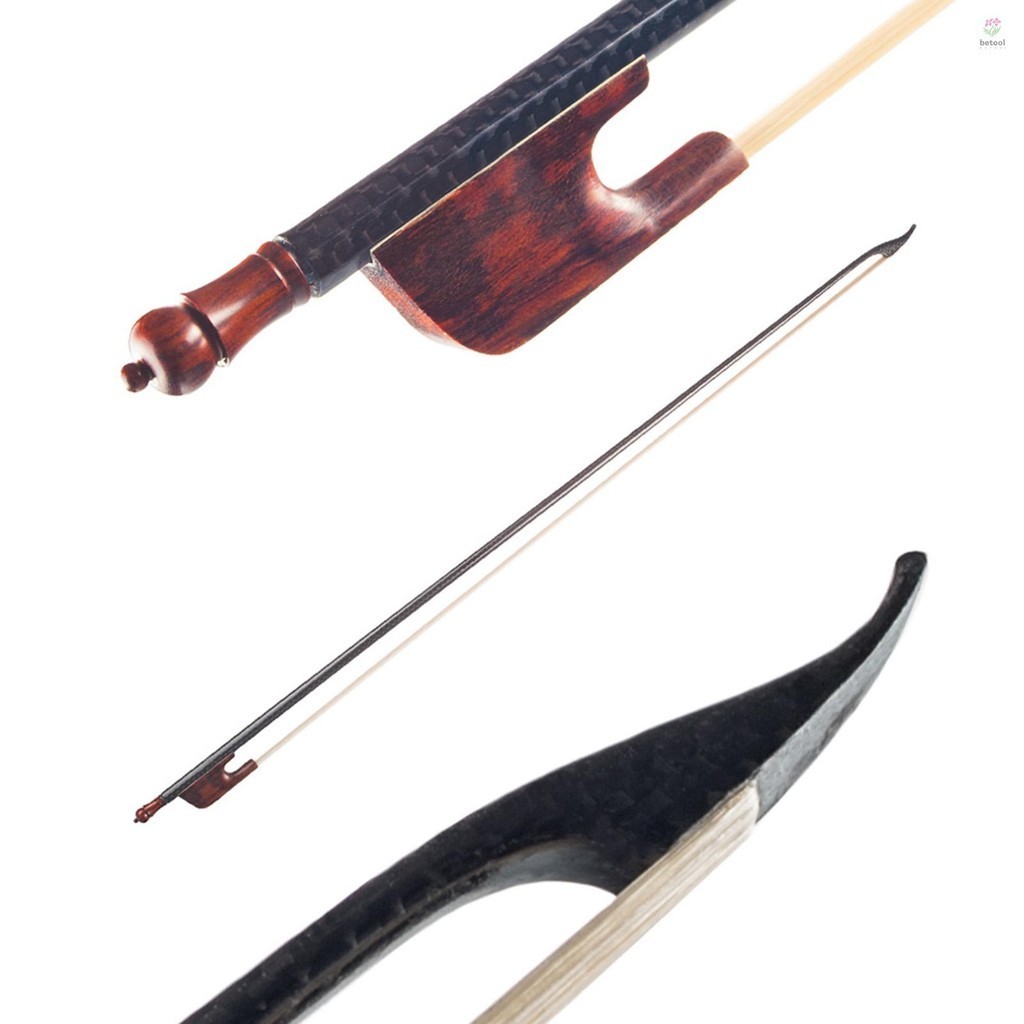 4/4ไวโอลินfiddle Bow Baroqueสไตล ์ คาร ์ บอนไฟเบอร ์ วีเนียร ์ Round Stick Ebony White Horsehair Well Balanced
