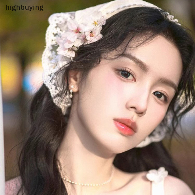 [ซื้อสูง] ลูกไม้ริบบิ้นผมวงลูกไม้สามเหลี่ยมผ้าพันคอขี้เกียจผ้าคลุมศีรษะ All-in-one Sun Protection Headscarf ผู้หญิง Headscarf สต็อกใหม่