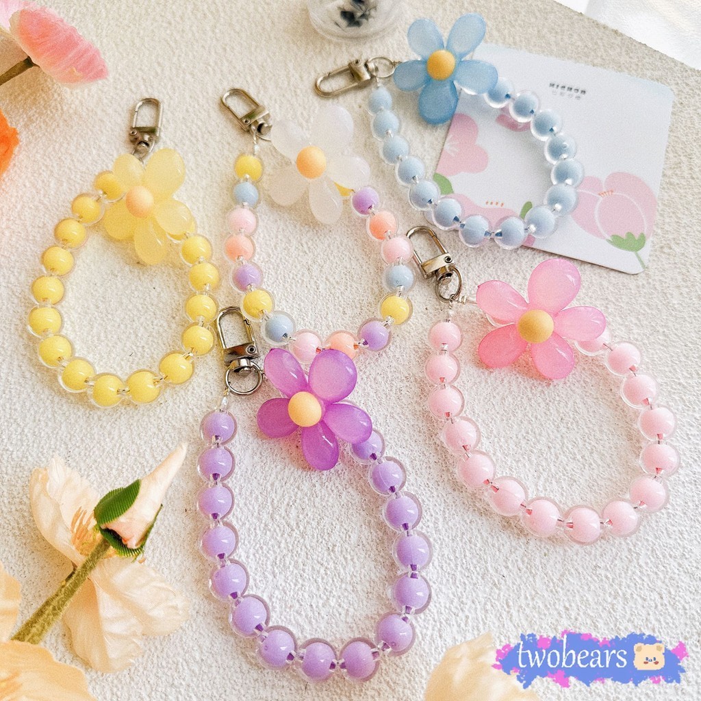 ร้านไทยสายคล้องโทรศัพท์มือถือ สายจับ สายจับลูกปัดดอกไม้ หลากสี แบบพกพา สีหวาน สวยมาก ห่วงคล้องสีเดียวกับสาย