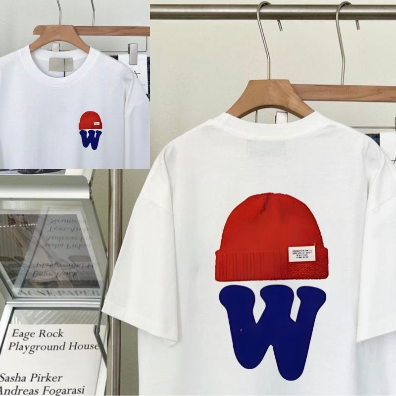 Basi เสื้อยืด Oversize แขนสั้น ผ้าฝ้ายแท้นิ่มมากๆไม่ย้วย พิมพ์ลายWวินเทจสตรีท สไตล์เกาหลี เสื้อคู่รักแฟชั่น 4XL