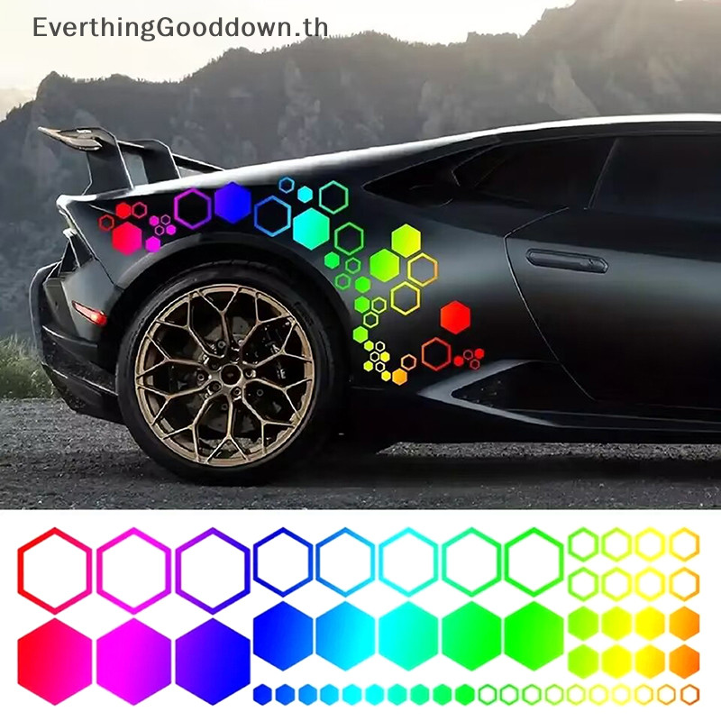 Ever 1 แผ่น DIY รถ Cool จัดแต่งทรงผมเปิดสไตล์ตกแต่งรังผึ้ง Auto ไวนิล Decals ขนาดใหญ่และขนาดเล็กผสมสติกเกอร์หกเหลี่ยม TH