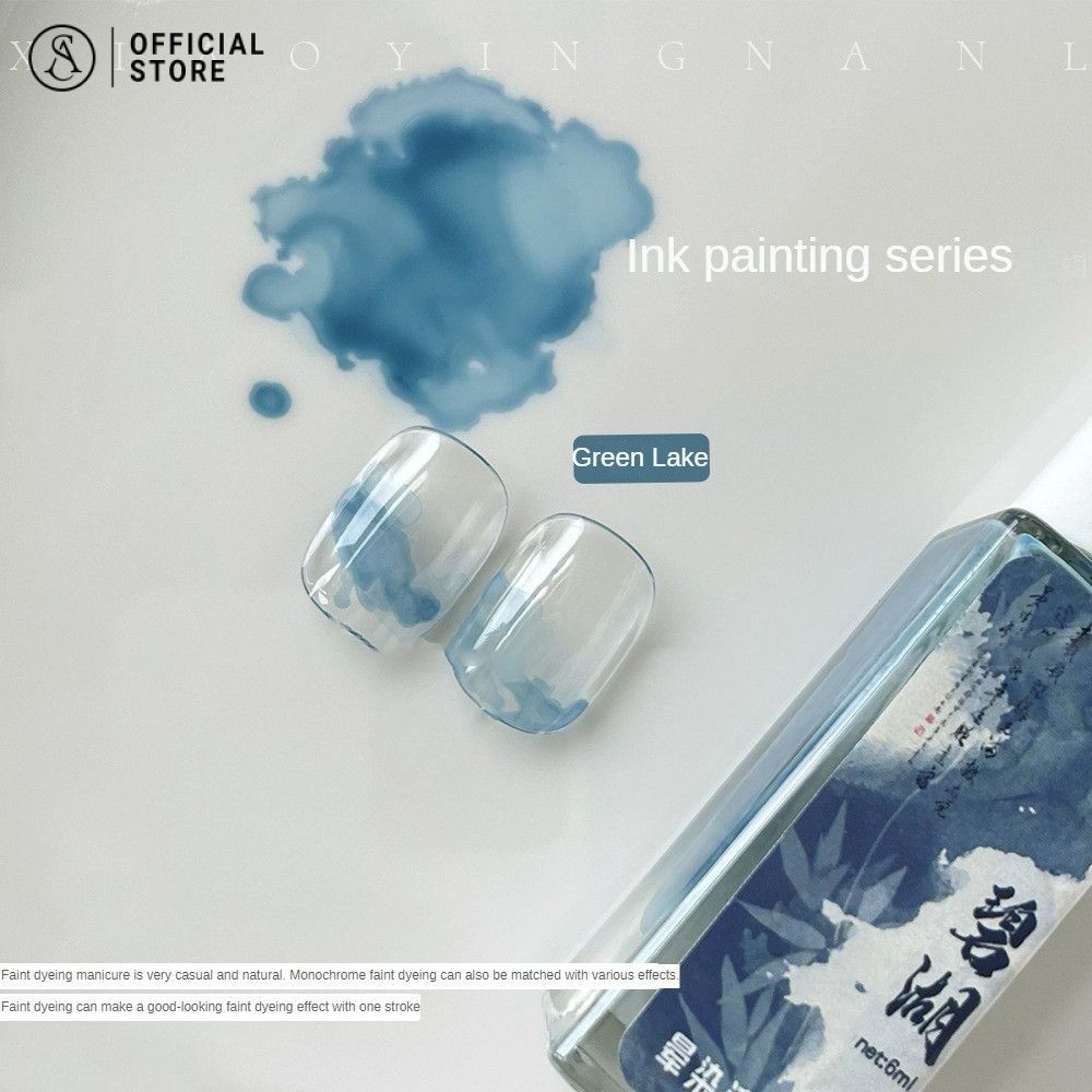 ยาทาเล็บเจล เล็บสีน้ําน้ํายาทาเล็บกาว เจลรอยเปื้อนหมึก สีเจล6ml ภาพวาดภูมิทัศน์สไตล์จีนเล็บเจลรอยเปื้อน