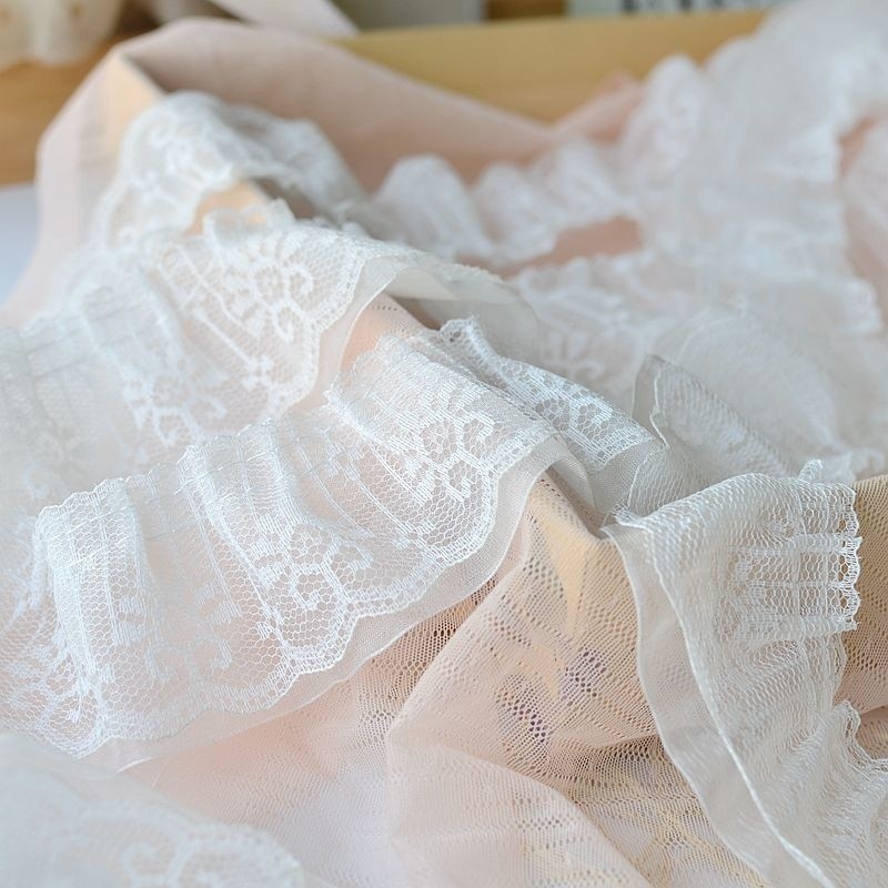 1 หลาสองชั้น Ruche ลูกไม้ Trim DIY Handmade Craft เสื้อผ้ากระโปรงผ้าม่านอุปกรณ์เย็บผ้า ราคา ถูกที่สุด ดีลบีเคเค แกลเลอรีภาพที่ 2