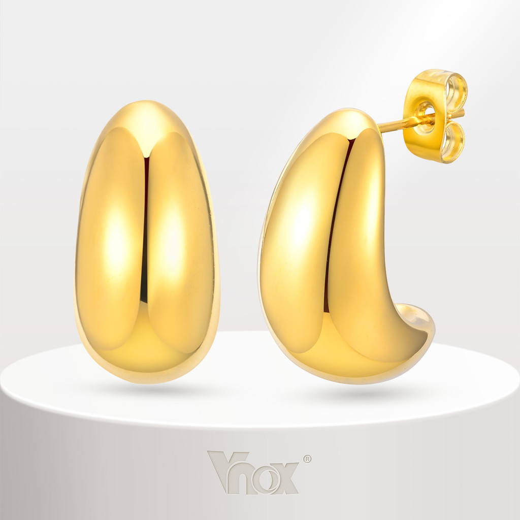 Vnox 18K Gold Water Droplet Stud ต่างหูแฟชั่นผู้หญิงเครื่องประดับ Fine Minimalist อุปกรณ์เสริม