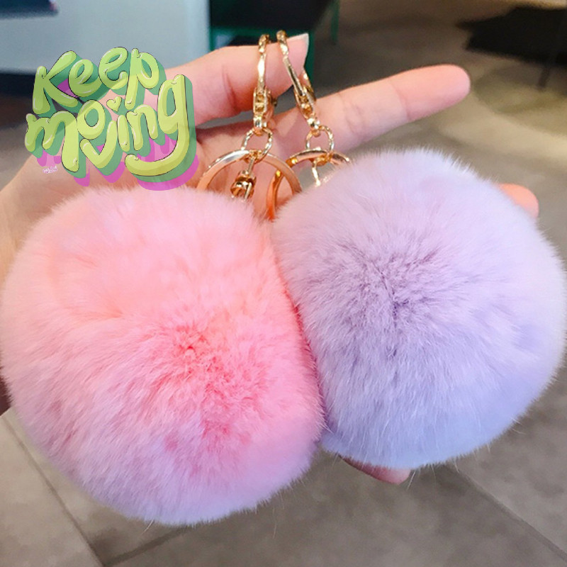 Keepmoving 8 ซม.น่ารักKey Soft Fluffy Fur BallพวงกุญแจFluffy Key Chains Trinkets Pom Pom พวงกุญแจผู้หญิงกระเป๋าจี้เครื่องประดับKey Chain Chใหม่