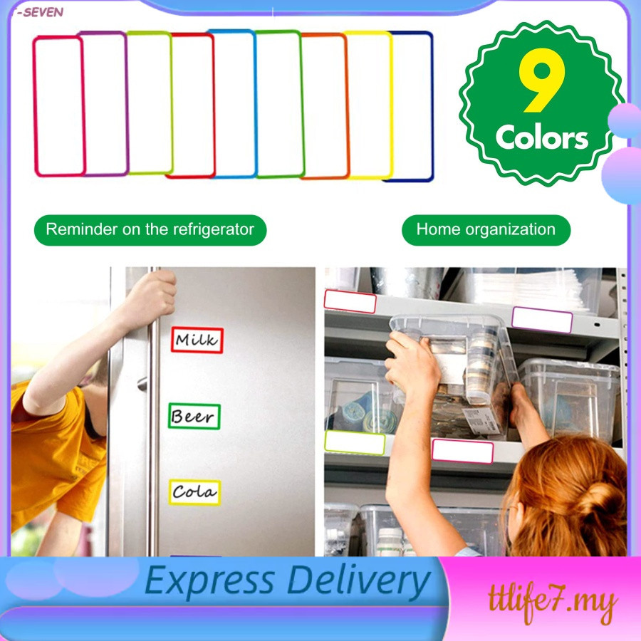 【HG】54pcs Magnetic Dry Erase Labels Reusable Name Plate Tag 9 Colors, Flexible Magnetic Label Strips for Whiteboard Lock