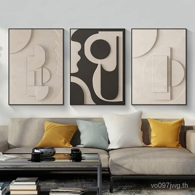 Wabi-sabi สไตล์เรียบง่ายหรูหราสามมิติ Art Wall โปสเตอร์ห้องนั่งเล่น Entrance Porch ตกแต่งบ้านผ้าใบภาพวาด OMPT