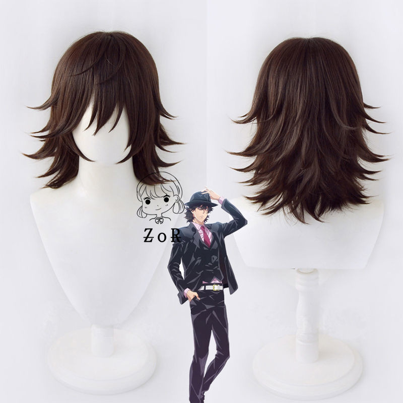 Jecarden Shotaro Hidari คอสเพลย์วิกผมอะนิเมะ Fuuto PI เครื่องแต่งกาย Futo นักสืบ Shotaro Hidari สีน้ําตาลผมสั้น
