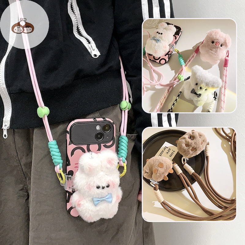 Bef การ์ตูน Kapibala เคสโทรศัพท์คลิปด้านหลังเชือกเส้นเล็กกระต่ายน่ารักที่ถอดออกได้ปรับโทรศัพท์กลับคลิป Crossbody Anti-Fall สายคล้อง TH