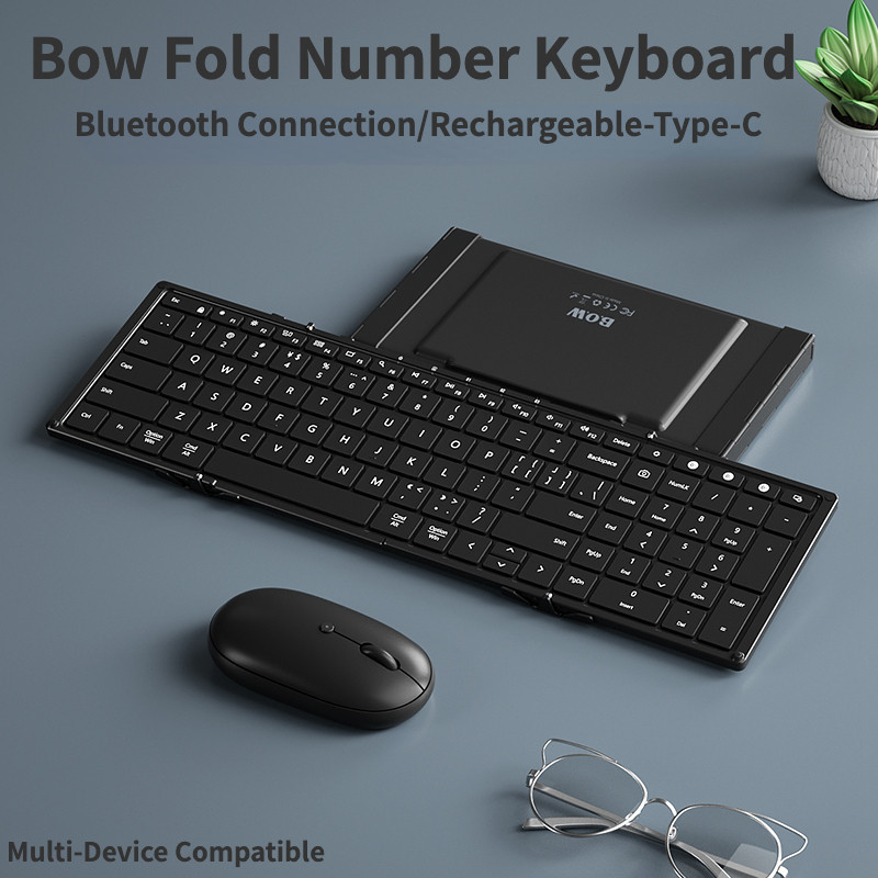 BOW Large-size Fold Wireless Bluetooth Keyboard and Mouse Is Suitable for Laptops, Mobile Phones, Ta