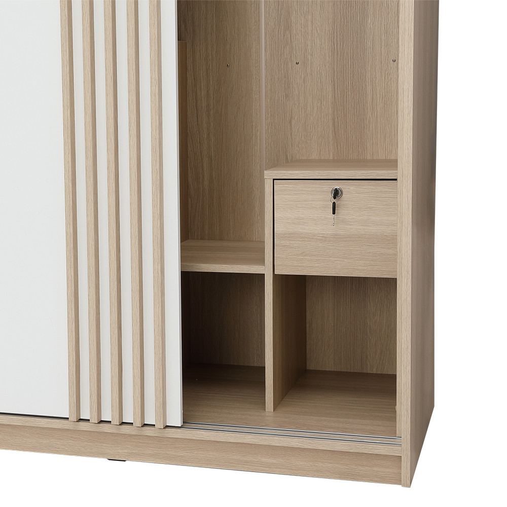 INDEX LIVING MALL ตู้เสื้อผ้าบานสไลด์ รุ่นวาร่า ขนาด 120 ซม. - สีเลอบาน่า โอ๊ค/ขาว - รูปที่ 6