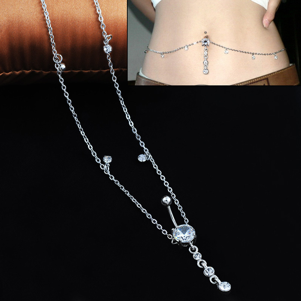 1pc ยอดนิยมเซ ็ กซี ่ เอว Chain สะดือเจาะ Shiny Rhinestone Dangle คริสตัลที ่ มีสีสันเครื ่ องประดับสําหรับผู ้ หญิง