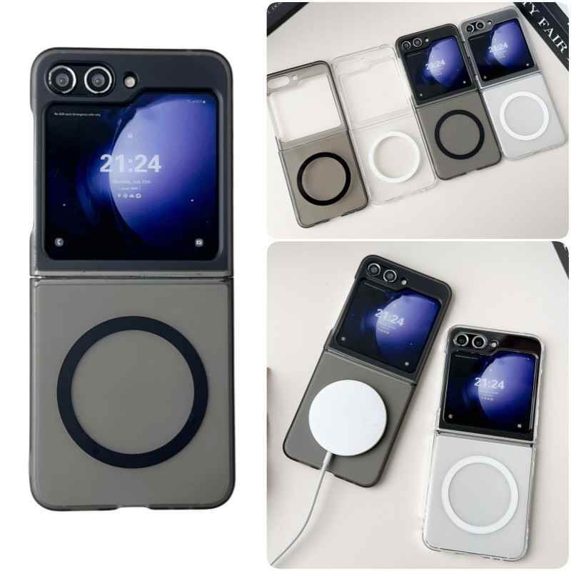 Slim Magnetic Matte/clear Hard PC Case Casing Samsung Galaxy Z Flip 6 Z Flip 5 Z Flip 4 Z Flip 3 กันกระแทก Ultrathin Skin Friendly Protection ฝาหลัง