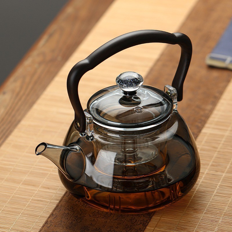 [Huayun] ผู้ผลิตสูง Borosilicate ขนาดใหญ่-ความจุเตาเซรามิกไฟฟ้ากาต้มน้ําแก้วนึ่งกาน้ําชาไม้ไผ่จับ Beam กาต้มน้ํา Jasper [A2