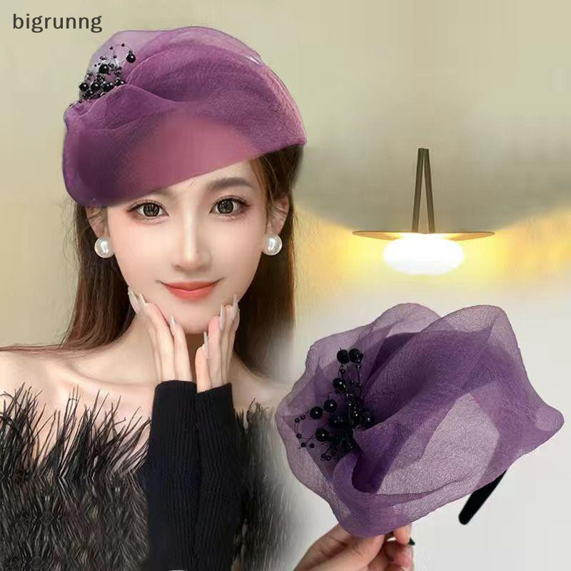 Bigrunng สีดําตาข่ายเส้นด้าย Retro Hairband ผู้หญิงงานแต่งงานอุปกรณ์เสริมผมอาหารค่ํา Party Headpiece เครื่องประดับ SG