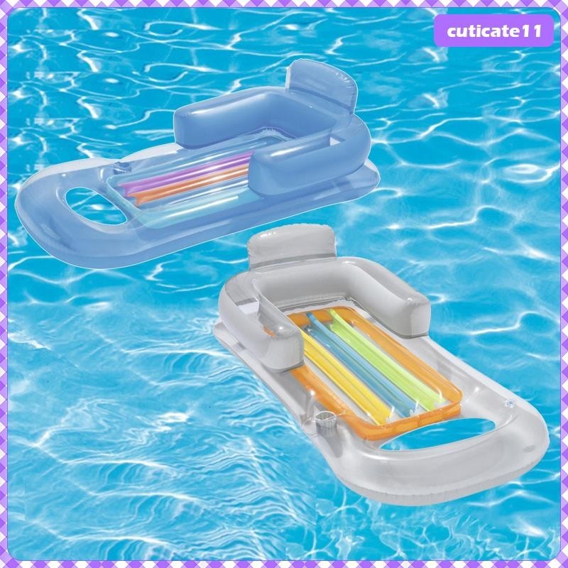 [ Cuticate1 ] Recliner Inflatable Lounge, Swiming Pool Bed Water Hammock Air Recliner, Deck with Armrest Buoyancy Mat