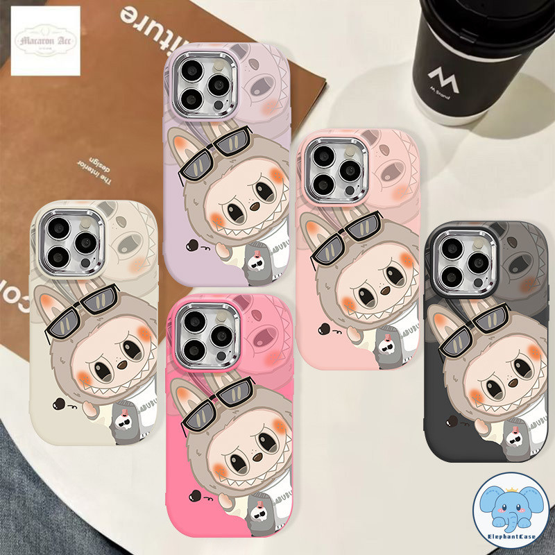 คู่รักการ์ตูนน่ารักป๊อปมาร์ท labubu แว่นตารักหัวใจเคสนุ่มหรูหรา iPhone 15 11 XR 14 13 12 Pro Max SE X XS Max 7 8 Plus